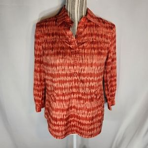 Michael Michael Kors Orange Button Down Long Sleeve Top Size 4